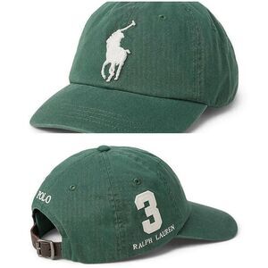 NWT Polo Ralph Lauren Big Pony 3 Forrest Green Leather Strapback Hat Cap Classic